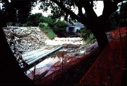 Santa Rosa Creek looking east to Highway 101 bridge from Olive Park