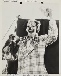 Clown "Eddie Spaghetti" performs at the Sonoma County Fair, Santa Rosa, California, about 1957