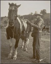 Jack Williams with his horse, Guerneville, California, between 1946 and 1954