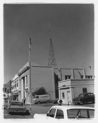 Bruner's truck at the police station, Santa Rosa, California, 1964