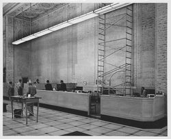 Interior of Wells Fargo Bank, Petaluma, California, about 1965