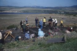 Ed Von der Porten's SRJC archeology class excavating at Point Reyes, Apr. 1966