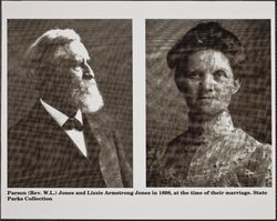 Portraits of Rev. W. L. "Parson" Jones and Lizzie Armstrong Jones, Guerneville, California, 1898