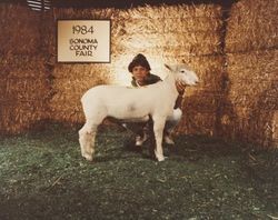 Baptiste with her lamb at the Sonoma County Fair, Santa Rosa, California, 1984