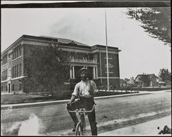 Washington Grammar School and Edward Middaugh, 101 Bassett Street, Petaluma, California, about 1910