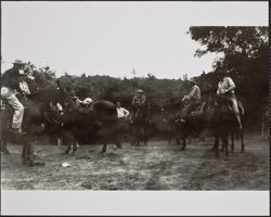 Redwood Rangers and their horses at the Gianoli Ranch, Mendocino County, California, July 1946