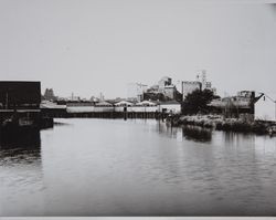 Mills and warehouses along the Petaluma River, Petaluma, California, 1940s