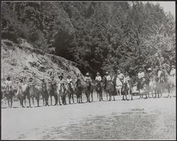 Redwood Rangers at the Start of the Ride to Cazanoma Lodge, 1000 Kid Creek Road, Cazadero, California, September 1950