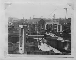 Tank slip-forms under construction at the Poultry Producers of Central California Petaluma mill, about 1937