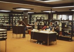 Reading area at Rohnert Park Library, Rohnert Park, California, 1978