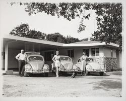 Clive Marshall family with their Volkswagon cars, Santa Rosa, California, 1958