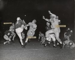 Punt defense during Petaluma Leghorn game against the Rams