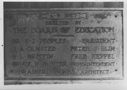 Cornerstone of Philip Sweed School, Petaluma, California, about 1959