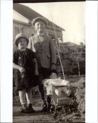 Henry A. Peoples and his sister Louise in their backyard at 523 Oak Street, Petaluma, California, about 1926