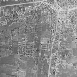 Southwest Santa Rosa with Highway 12 and Highway 101 under construction--aerial view