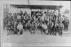 Men standing on John Gobetti's porch