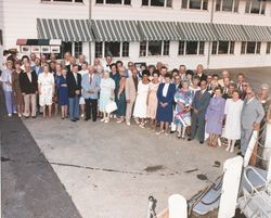 112th SRI Company reunion visiting an unidentified marina, California, 1984(?)