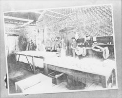 Mill workers inside the dye house of the Carlson Currier Mill, Petaluma, California, about 1900