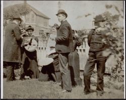 Haskins family on the lawn, 209 Liberty Street, Petaluma, California, between 1890 and 1900