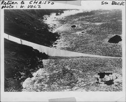 Christo's Running Fence enters the sea at Dillon Beach, California, 1976