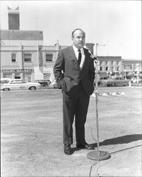 Henry Trione speaking at ground breaking for Bank of America, Santa Rosa, California, September 7, 1967