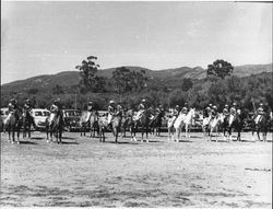 California Centaurs mounted junior drill team lined up at the Boyes Hot Springs Horse Show in 1946