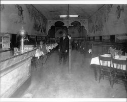 Interior of the Swiss American Restaurant located at 110 Main Street, Petaluma, California, about 1910