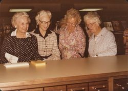 Examining the card catalog at the Sebastopol Public Library dedication