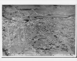 Petaluma, California from the air, about 1956