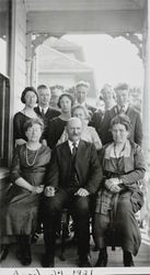 Raymond family seated on the porch, of their house at 245 Keokuk Street, Petaluma, California, Apr. 24, 1921