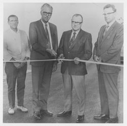 Bob Rath and Robert Theiler at a ribbon cutting ceremony in Sebastopol, California, about 1967