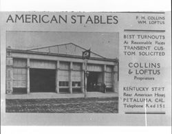American Stables, Petaluma, California, 1905