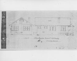 Architectural drawing for a Craftsman style bungalow located at 741 Second Street, Santa Rosa, California prepared for J. J. Norris by J. C. Lindsay, designer, about 1920