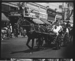 Horse drawn float in the Rose Parade