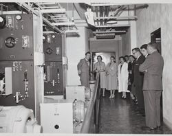 Officials receive tour of new Pacific Telephone and Telegraph Company building at 125 Liberty Street, Petaluma, California, 1951