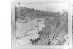 Crew working on right-of-way of the California Northwestern Railroad between Cloverdale and Hopland, California, about 1896