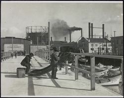 Drying fishing nets at Fisherman's Wharf, 41 The Embarcadero, San Francisco, California, 1920s