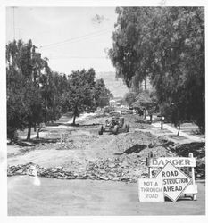 Digging up B Street, Petaluma, California, 1958