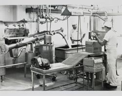 Two unidentified men working at the California Cooperative Creamery, about 1982