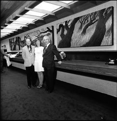 Lawrence Simons, Ruth Dicker and John P. Long at grand opening of Bank of Sonoma County, Santa Rosa, California, September 30, 1967