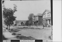 Looking northwest on Fifth Street at A, site of the future Post Office, Santa Rosa, California, Oct. 25, 1907