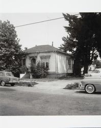 Homes at 720 Second Street, through the block to First Street, Santa Rosa, California, 1963, prior to redevelopment