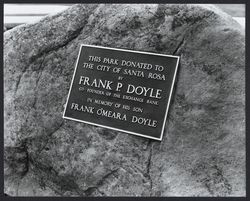 Plaque at Doyle Park honoring Frank P. Doyle, Santa Rosa, California, 1962