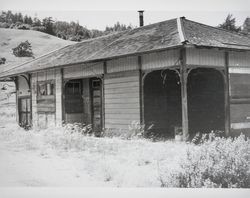 Duncan Mills North Pacific Coast Railroad Depot before restoration, Duncan Mills, California, about 1955