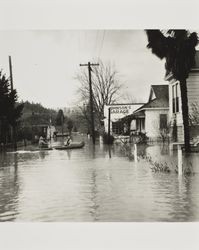 Flooding along Russian River, Church Street, Guerneville, California, March 1940