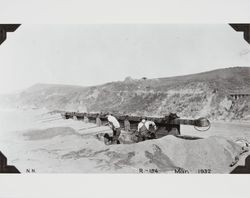 Construction of the jetty at the mouth of the Russian River at Jenner, California, March 1932