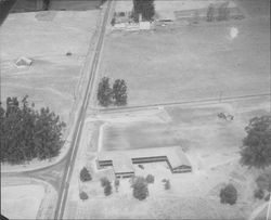 Aerial view of the Petaluma Adobe, Petaluma, California, 1962