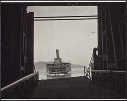 Key System Transit Company ferry leaving terminal, San Francisco, California, 1920s