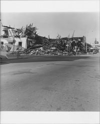 Scenes of the rubble following the fire at the Continental Hotel, Petaluma, California, May 5, 1968]