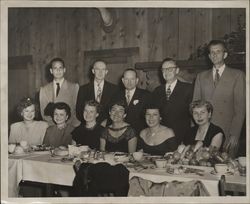 Helen Putnam with a group of people at a banquet, Petaluma, California, 1951